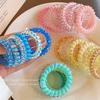 6Pcs Candy Color Hair Rope Girl Summer Telephone Wire Elastic Hair Band Frosted Spiral Cord Rubber Hair Tie Stretch Headband