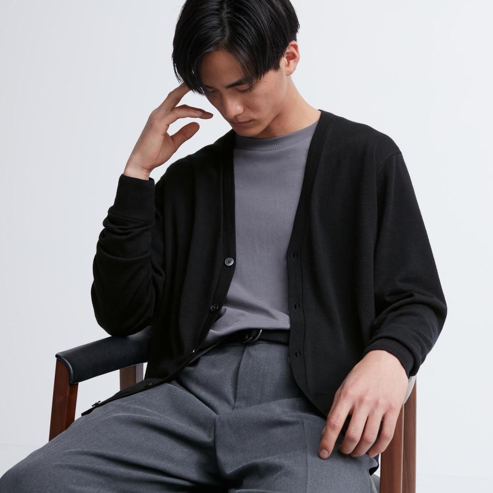 Uniqlo Japan Extra Feiner Merino V-Ausschnitt Cardigan Langarm