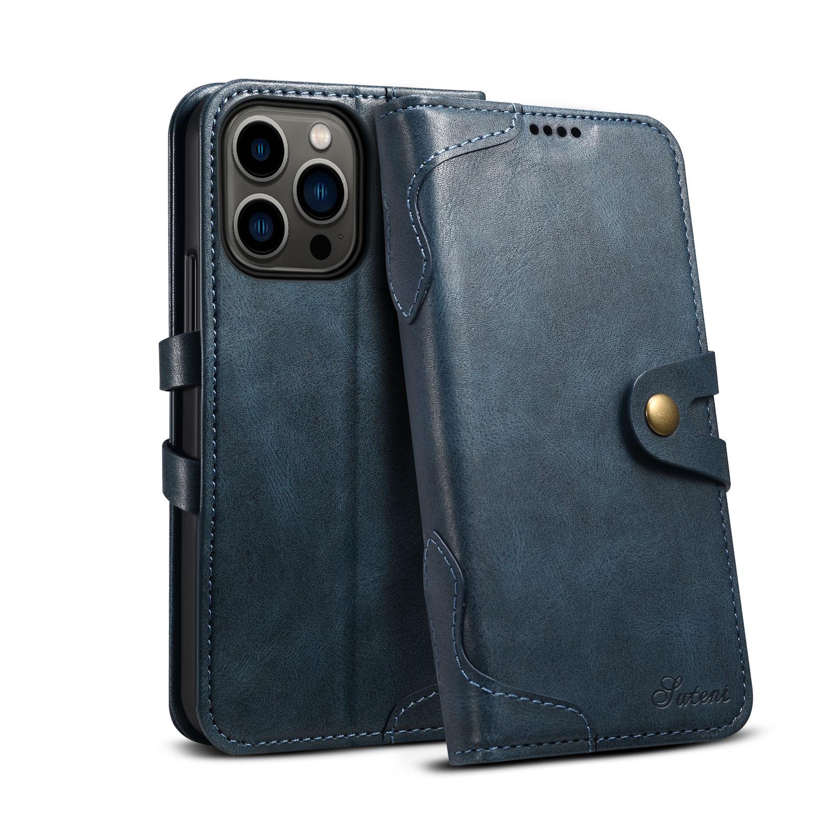 For iPhone 15 Pro Max Plus Wallet Case, PU Leather Flip Case with Card Holders Stand [Shockproof TPU Inner Shell] Phone Cover for iPhone 15 Plus синий