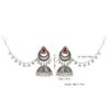 Bohemian Exotic Rhinestone Tassel Necklace & Earrings Set In Antiqued Alloy