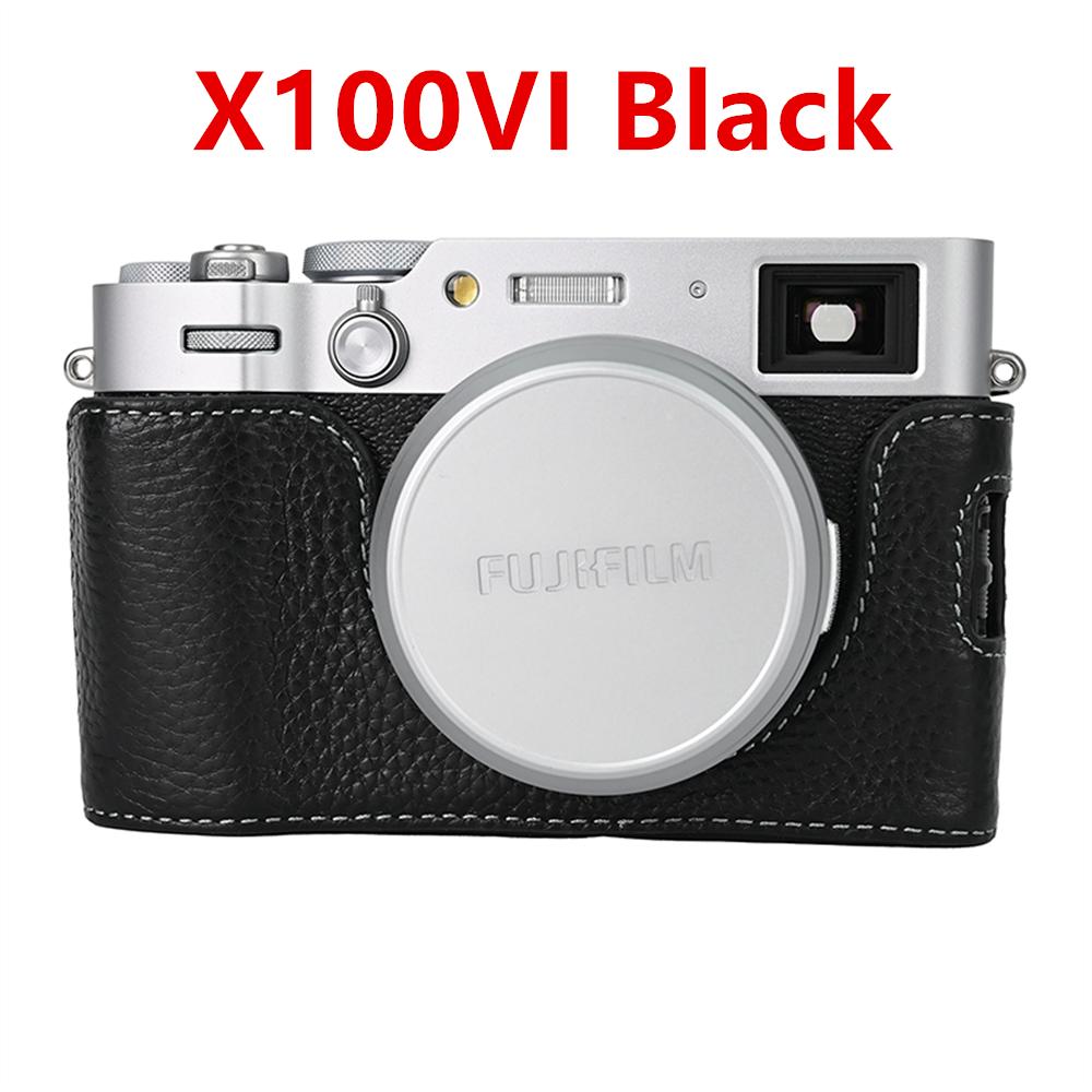 Halbkörperhülle aus echtem Leder für Fujifilm XE5 XT50 X100VI XHalf Fuji X-E5 X-T50 X-Half x100vi Untere Abdeckung mit Batterieöffnung
