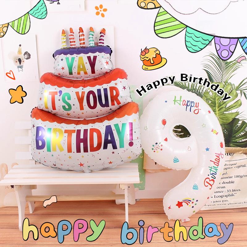 32-inch Digital Balloon Decor for Children's Birthday Party - Happy Birthday Photo Props
