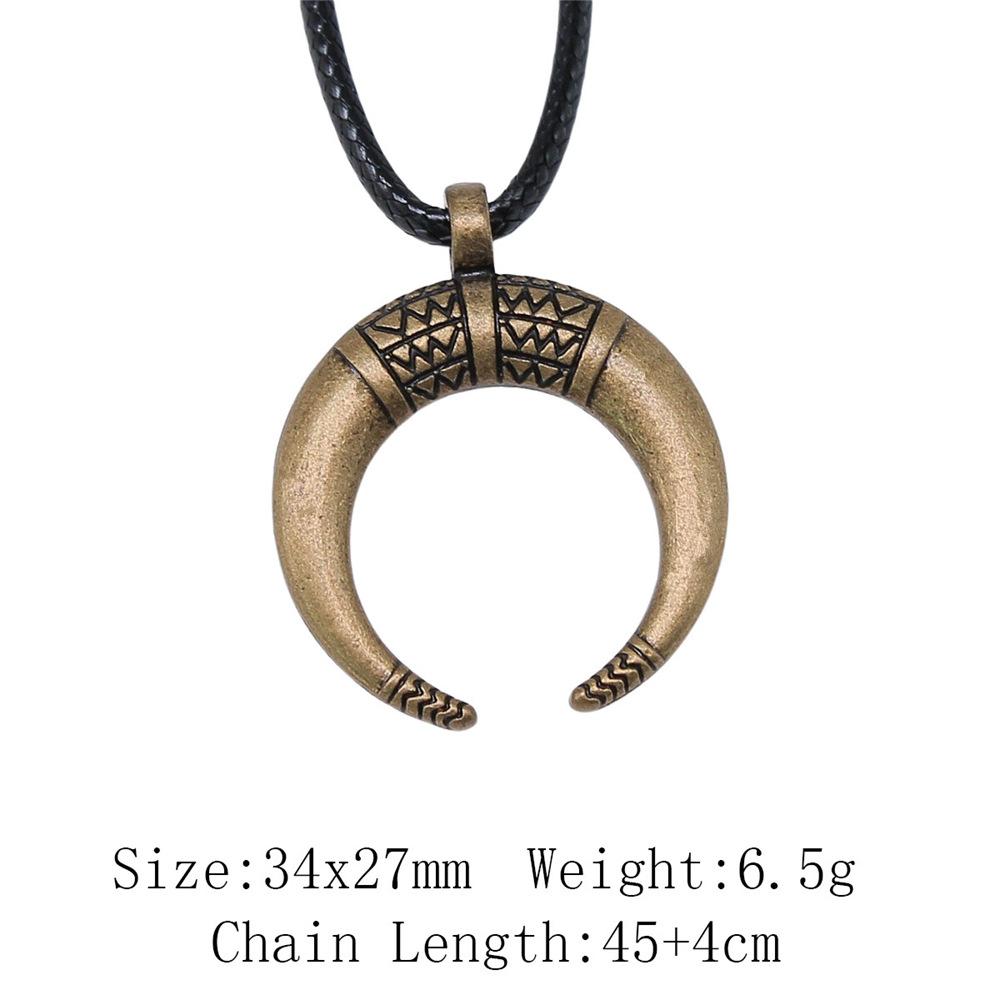 Punk Witch Horn Crescent Pendant Necklace For Women Men Half Moon Necklace Crescent Lune Necklace