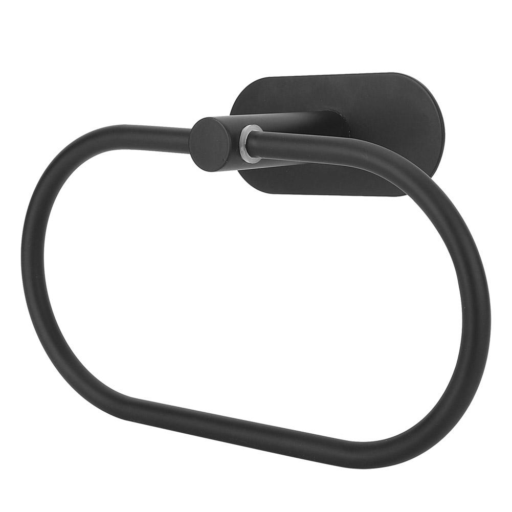 Bathroom 304 Stainless Steel Wall Mounted Towel Rack Storage Holder Shelf Black