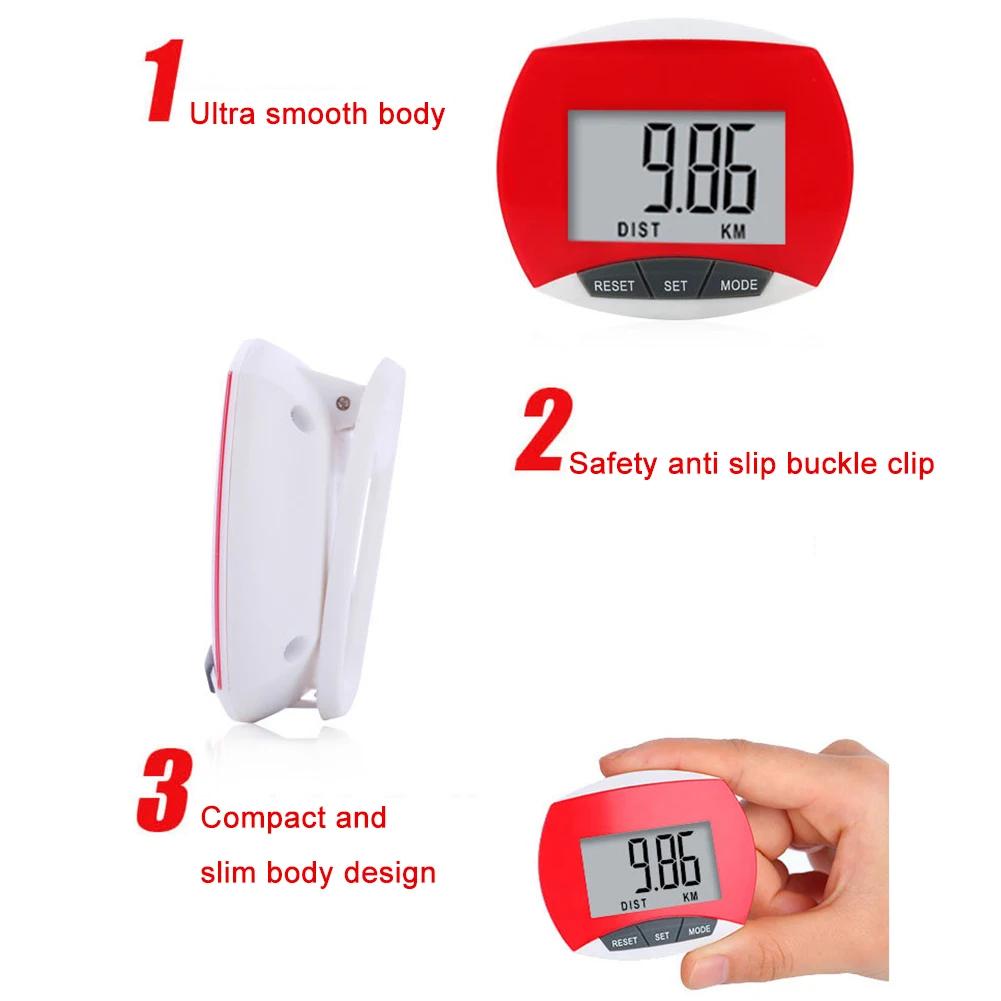 Digital Walking Pedometer Built-in Clip Movement Calories Counter LCD Display Multi-Function for Men Women Kids Adults Seniors