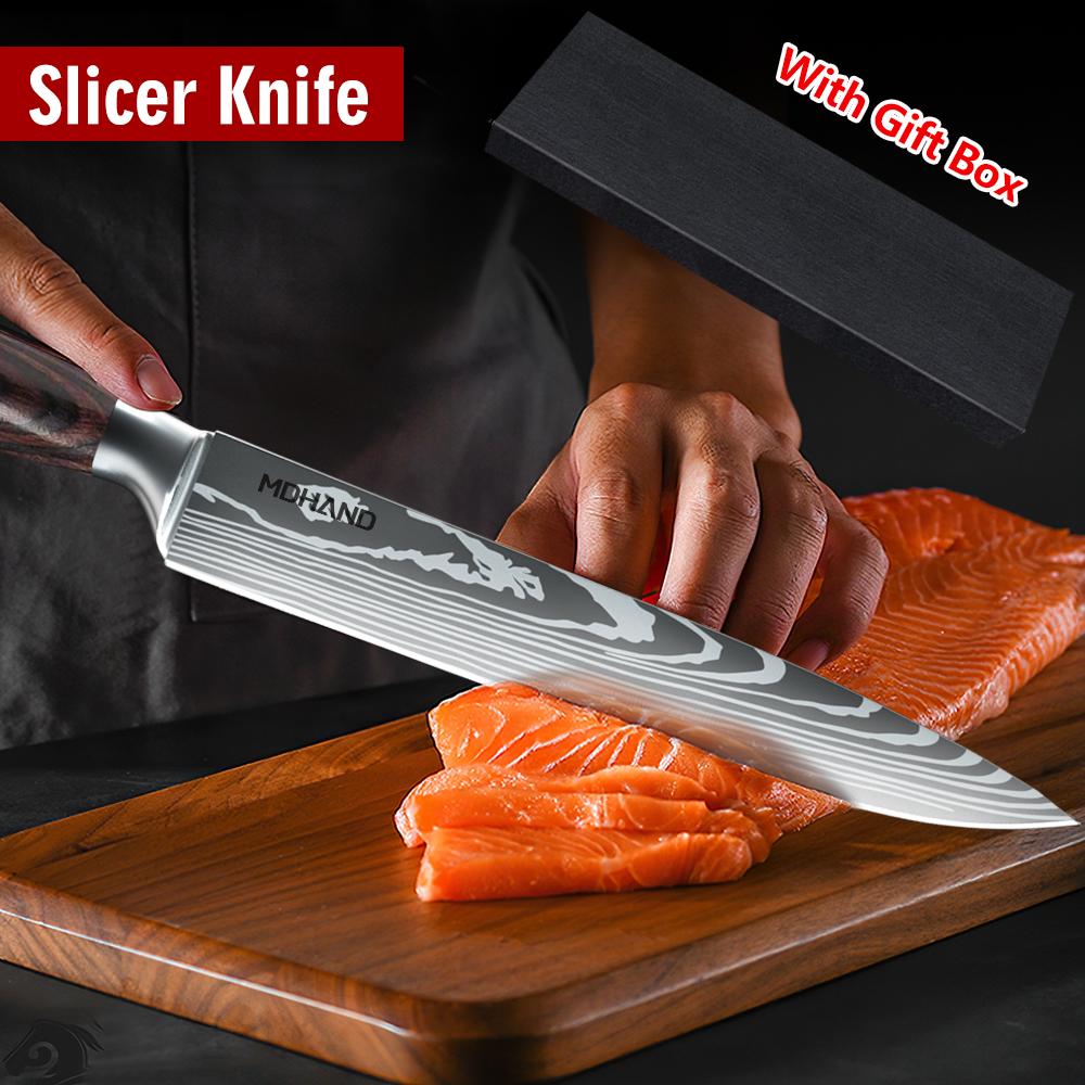 Japanese Kitchen Knives German Stainless Steel 8 Inch Slicing Knife Sharp Razor Carving Knife Sushi Knife for Birthday Gift