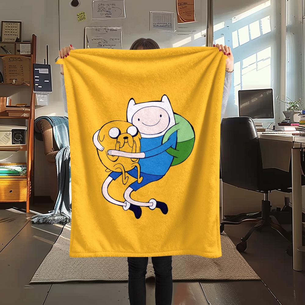 1Pc Adventure Time Print Flannel Blanket, High quality Comfortable for All Seasons, Home Decor, Warmth and Comfort, Perfect for Christmas Gifts 03