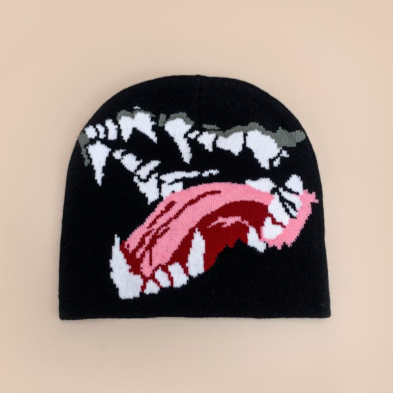 American Style Devil Hip Hop Knitted Hats Autumn And Winter New Unisex Funny Warm Personal Versatile Street Fashion Ins Beanies