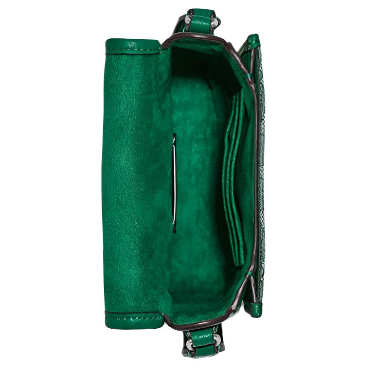 New COACH N/S Jacquard Fabric With Leather Cell Phone Pouch, Shoulder Bag Mini Women's Green C8321-SVGN