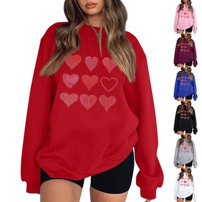 Damen Casual Fashion Valentinstag Print Langarm O-Ausschnitt Sweatshirts Pullover Top