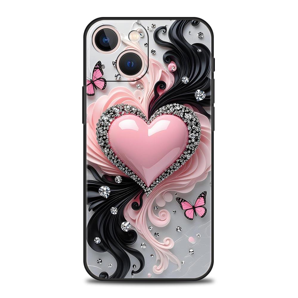 Colored Love Heart Printed Phone Case Cover for iPhone 17 16 15 14 13 12 Pro Max 11 Pro Max 17 AIR Plus Shockproof Soft TPU Bags