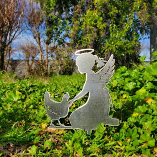 Pet Memorial Garden Stake Guardian Angel with Pet Garden Decor Outdoor Cat Dog Memorial Sign for Pet Owners Yard Art Decoration