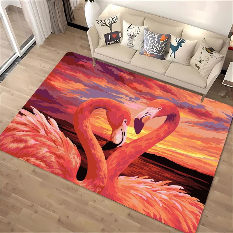 HD Printing Pink Flamingo Large Area Carpets for Home Living Room  Kids Bedroom Sofa Doormat Kitchen Floor Rugs Anti-slip  Decor