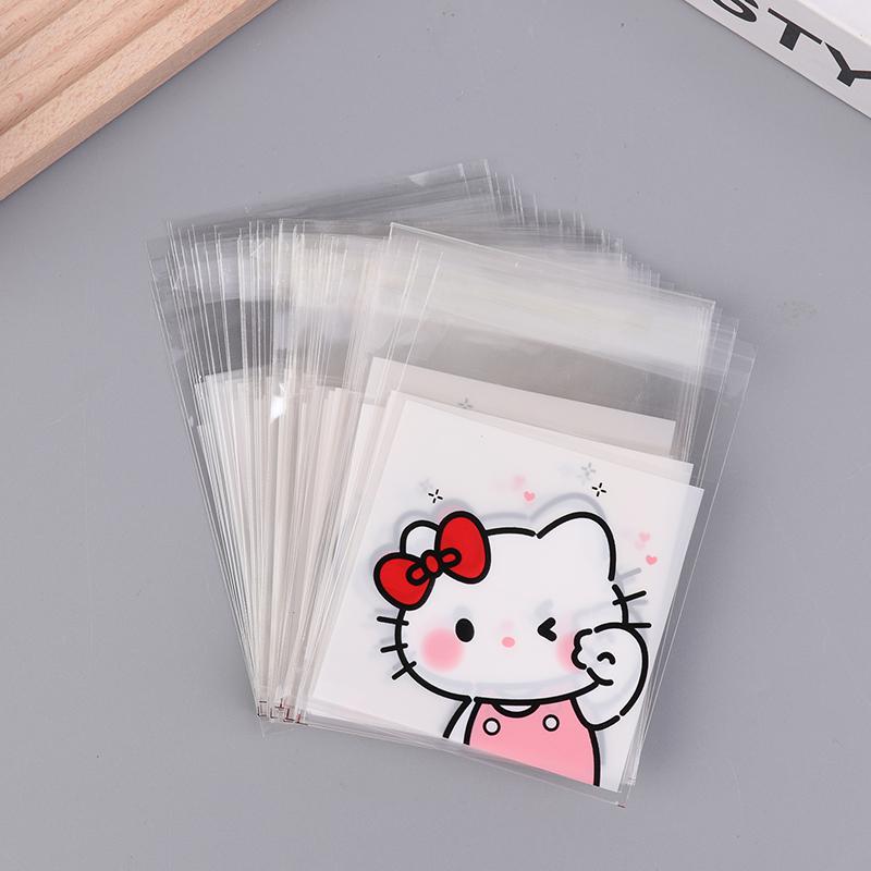100Pcs Cute Cartoon Printed Opp Clear Packaging Bags Candy Bag Self-Adhesion Storage Bag Diy Gift Pastry Sealable Bag
