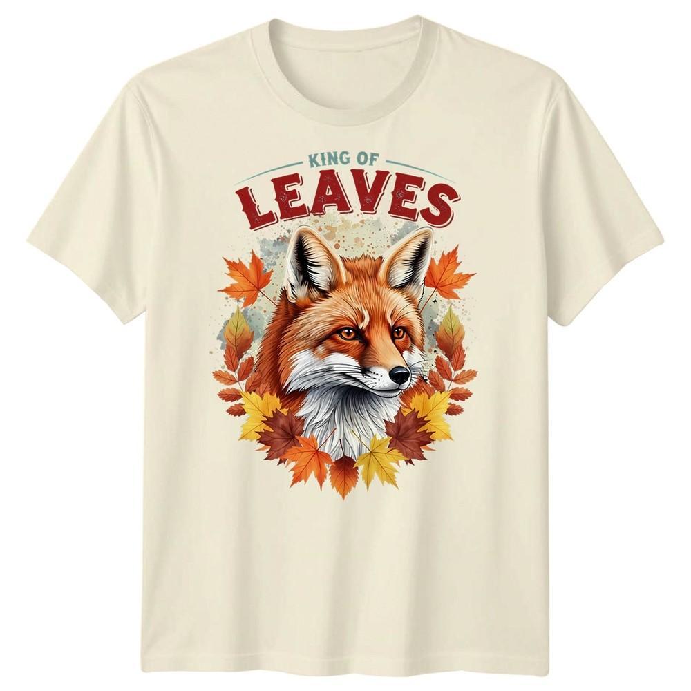 Re delle Foglie Volpe Foglie d'Autunno Stagioni T-Shirt Grafica Unisex