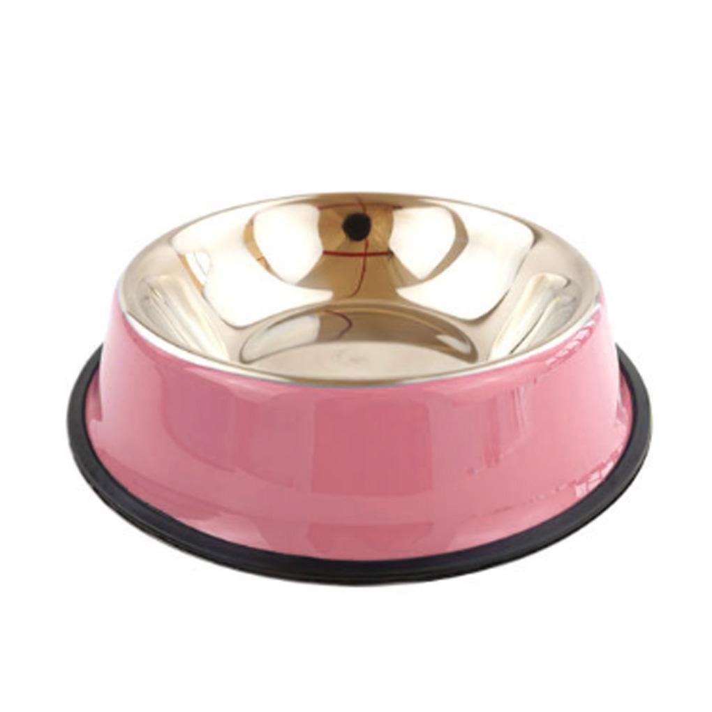 Stainless Steel Pet Bowl Portable Replacement Round Stackable Shockproof Odorless Coated Household Pets Feeding Dish