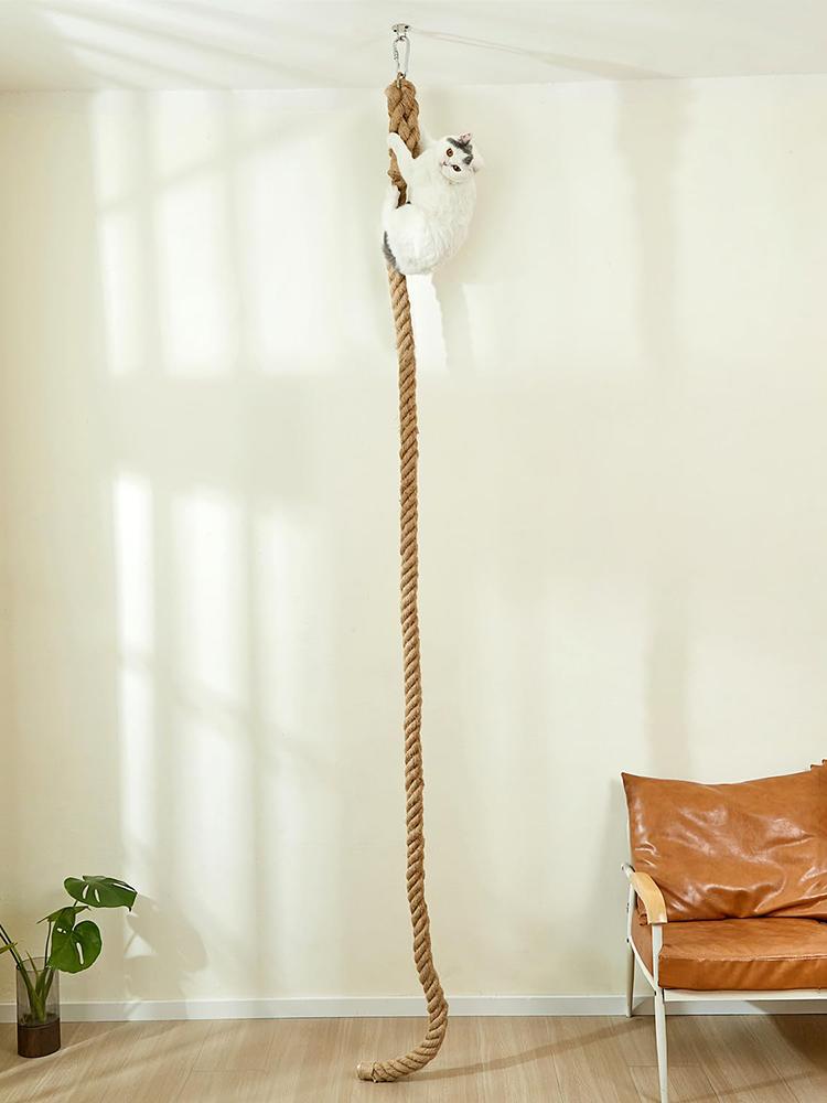 3m Ceiling Cat Climbing Rope Jute Rope Wall-mounted Solid Wood Pet Home Suitable for Cats To Climb and Play