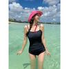 Solid Color One Piece Swimsuit Women Slimming Halter Neck Swimwear Resort Vacation