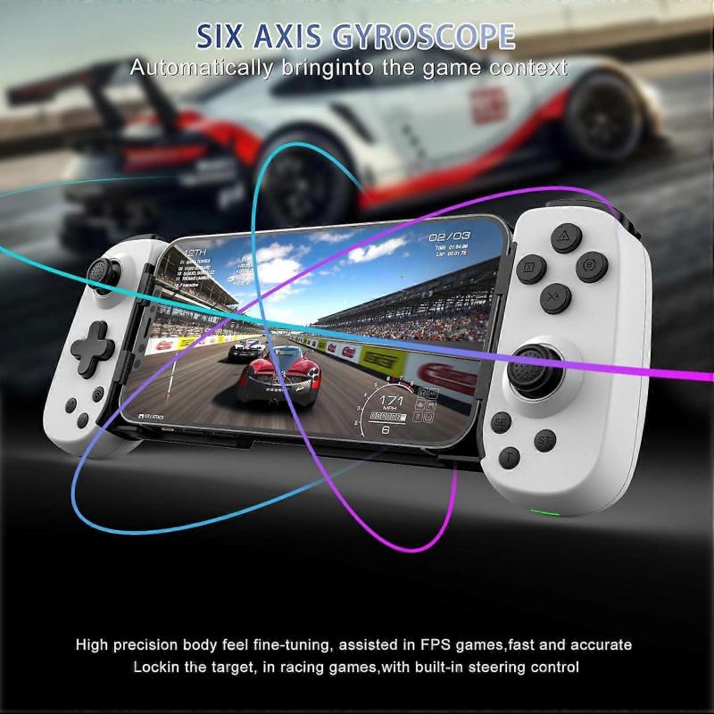 D6 Wireless Stretching Extendable Gaming Controller Joystick Pad Compatible For IPhone Android Phones Switch Gamepad(White)
