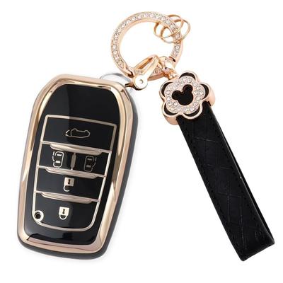 Nacalikeey Süße Mädchen Smart Key Hülle, Pflaumenblüte, Schlüsselabdeckung, Schlüsselhalter, Staubdicht, Modische Schlüsselhülle, Sakura Kawaii (Schwarz), Schwarz