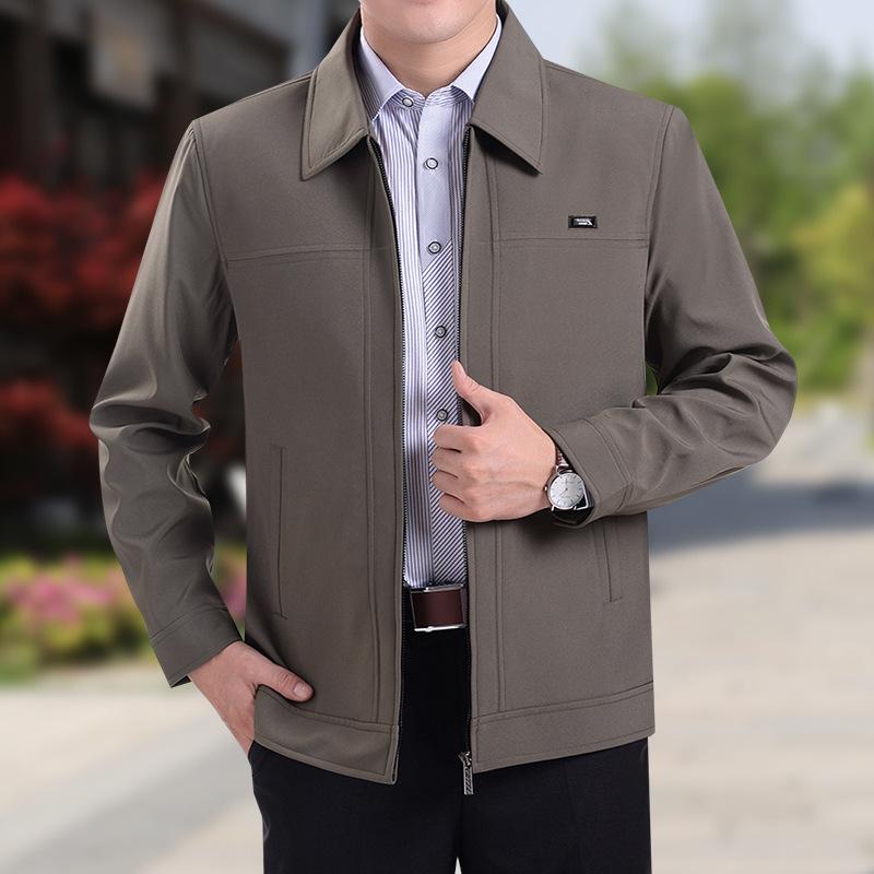 Autumn jacket autumn and winter men's jacket fleece thickened in the elderly
