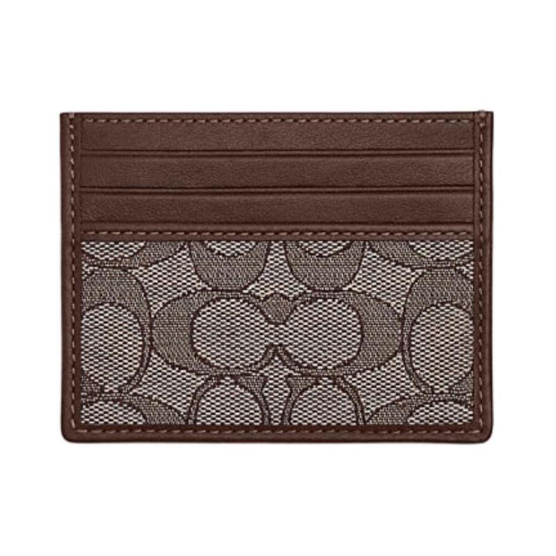 

COACH 10 Classic Presbyopia Cowhide Fabric Card Holder Regular Men s Oak Color and Maple Color Oak color maple color коричневий