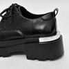 Men's British Street Style Black Leather Shoes - Metal Decor with Height Increasing Effect, Trendy & Comfortable for Urban Fashi