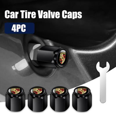 4PCS Metal Tire Valve Caps Car Tyre Dust Covers For Porsche Panamera Macan Boxster Cayman Cayenne 911 718 Decoration Accessories