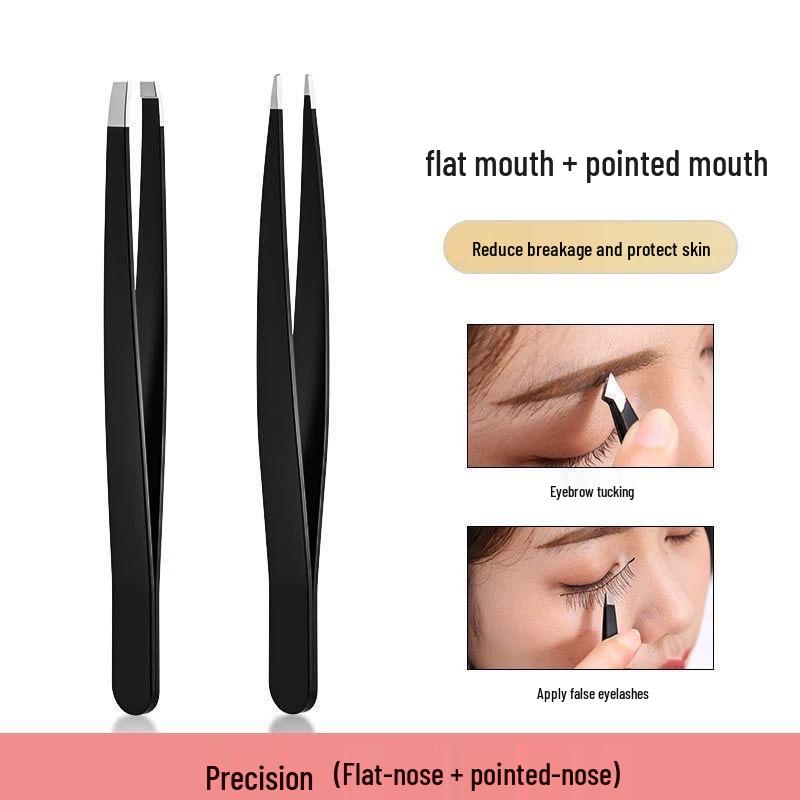 Stainless Steel Eyebrow & Beard Tweezers - Premium Plucking and Trimming Tool