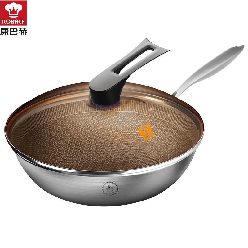 

Kangbahe 32cm 304 Stainless Steel Honeycomb Non-stick Wok