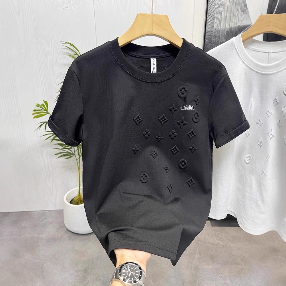 

European Luxury Men s Embossed Crew Neck Casual Short-Sleeve T-Shirt M