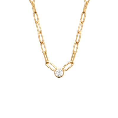 [R5800] - Colar Banhado a Ouro 'Cléopatra' branco dourado - 45 cm 3 mm (trombone)