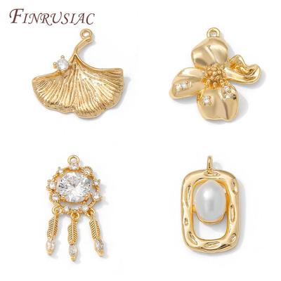 Decorative Pendants 18K Gold Plated Pendants For Earrings,Flowers/Sun/Moon Charms For Jewelry,DIY Bracelets Making Accessories