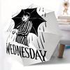 1 Stück Wednesday Addams Automatischer Regenschirm 8-Rippen-Design Kompaktes Getriebe für Reisen im Freien, Perfektes Geschenk für Freunde oder Familie yy280828119