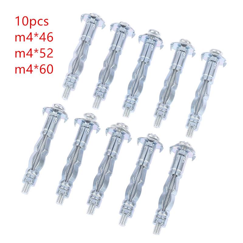 10PCS M4 Hollow Wall Metal Anchor Kit Plasterboard Drywall Cavity Plug Dowel for Ceiling Expansion Screws Gypsum Board Holes 4x20