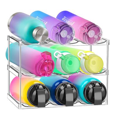 3-stufiger stapelbarer Wasserflaschen-Organizer-Halter für den Schrank, transparentes Weinregal aus Kunststoff, Küchenaufbewahrungshalter für Wein- und Getränkeflaschen