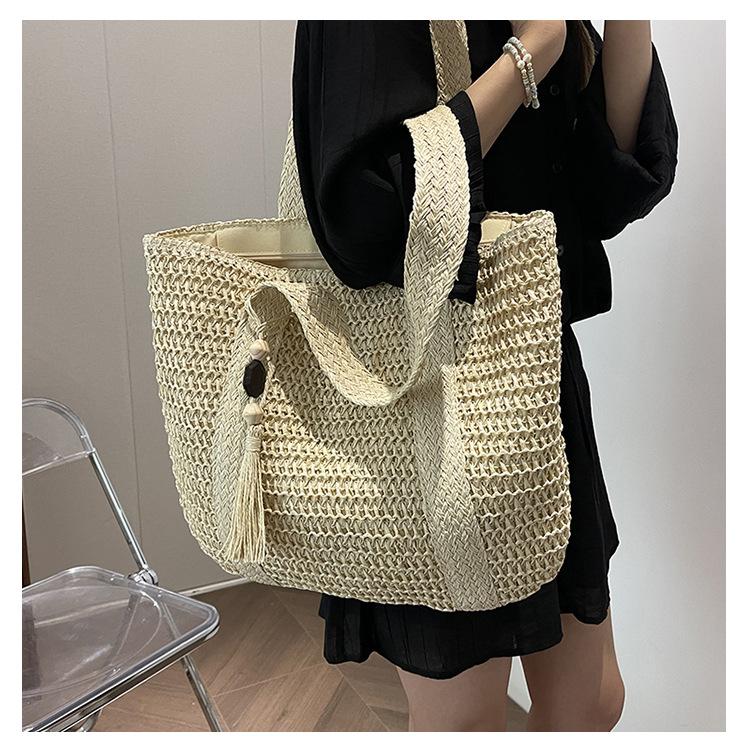 Large Capacity Tote Bag Hand Carry Straw Bag Shoulder Bag Women'S Summer Seaside Vacation Versatile Vegetable Basket