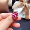 Luxury Red Tourmaline Gem Diamond Ring and Pendant Necklace Set for Women