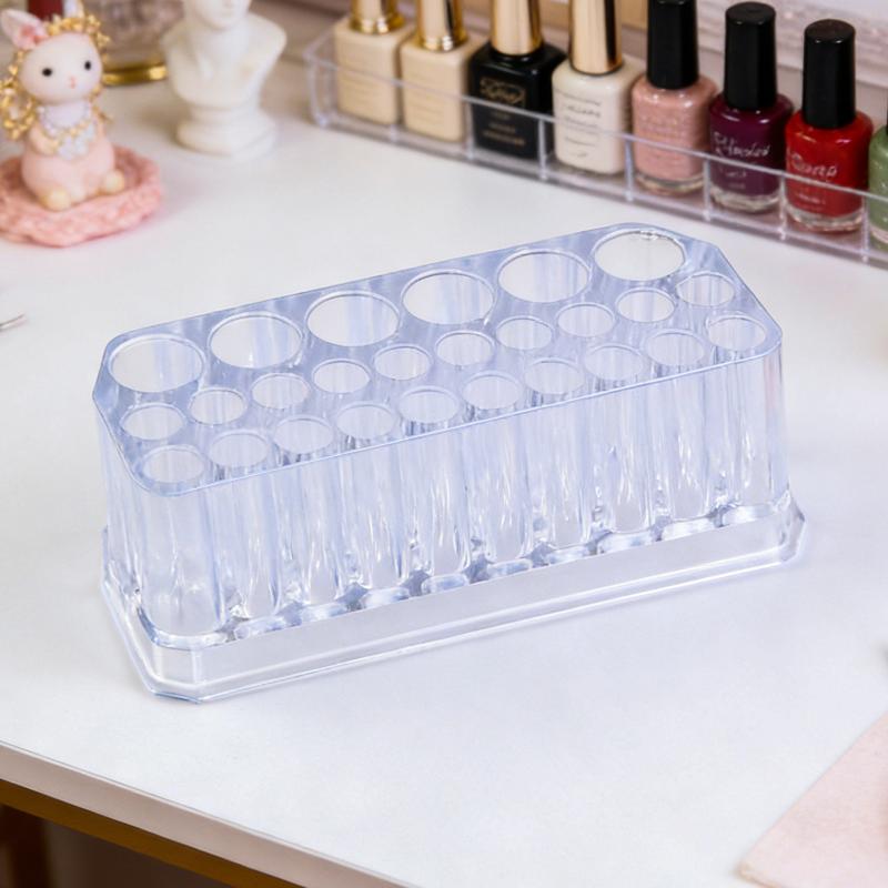 26 Holes Acrylic Nail Brushes Organizer Nail Art Kit Storage Tools Makeup Cosmetics Pen Display Case Holder Holder Showing Shelf