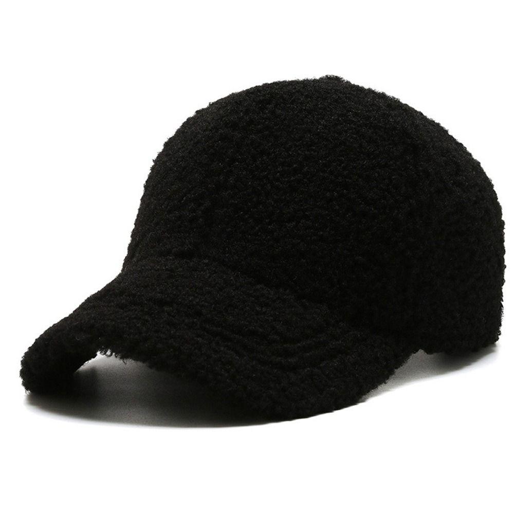 Warm Outdoor Dad Hat Artificial Lamb Wool Autumn Winter Hat Plush Baseball Cap  for Women & Men