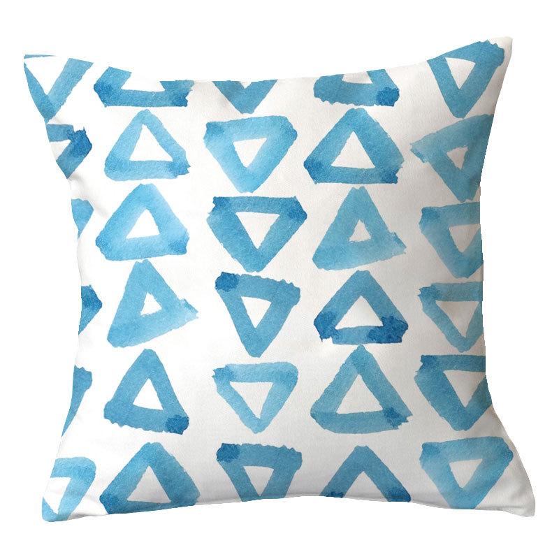 Simple New Blue Geometric Plush Pillowcase Home Fabric Sofa Pillow Cushion Cover Design