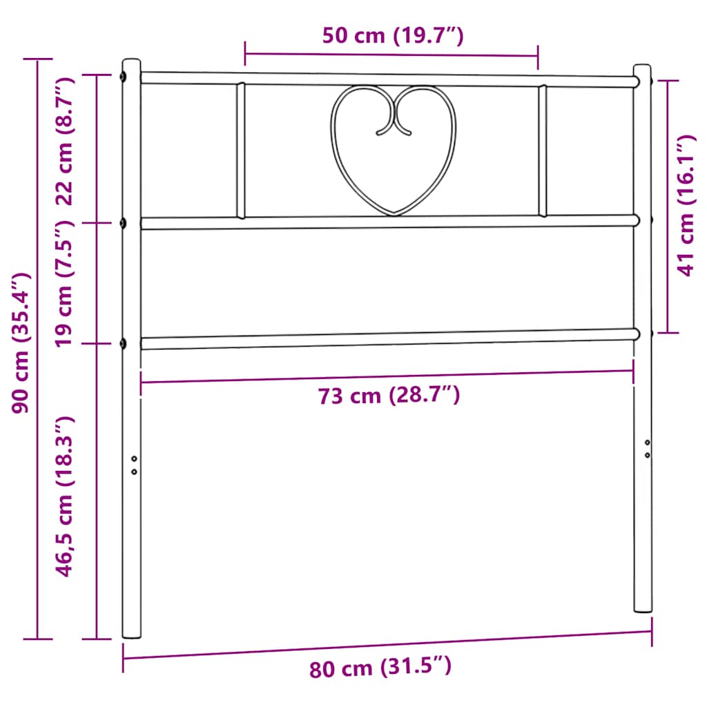 Replacement Headboard Metal White 75 Cm