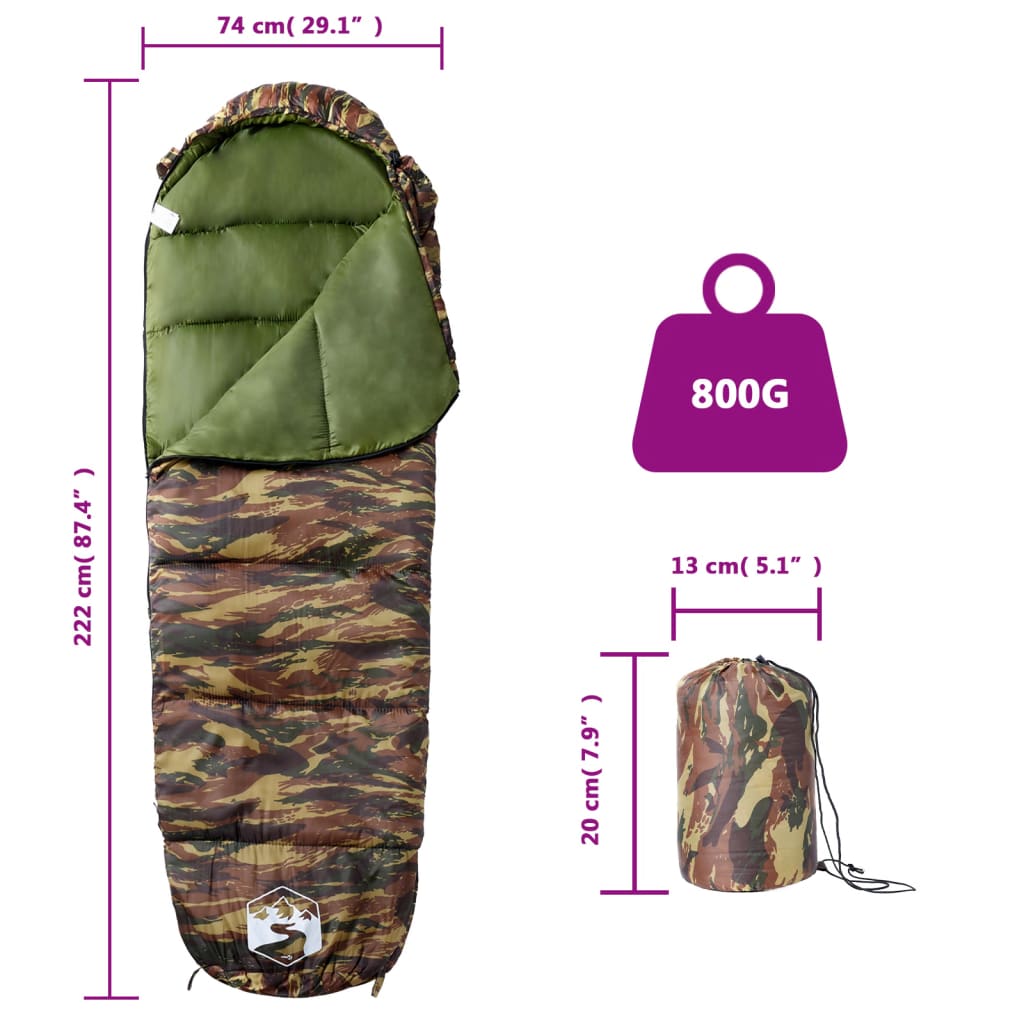 Vidaxl Mummy Sleeping Bag, For Adults, For 3 Seasons