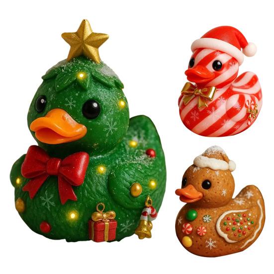 1/3Pcs Duck Ornament Handmade Texture Festive Christmas Decoration with Gift Bowknot Crutch Decor Xmas