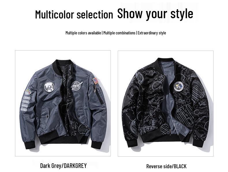 Jaqueta Esportiva Dupla Face Masculina da NASA: Fato de Voo da Força Aérea para Outono/Inverno - Moda Jovem, Tamanhos Grandes Disponíveis