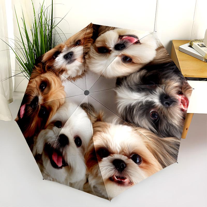 A Group of Dogs pattern, automatic folding umbrella, portable and foldable design, 8 ribs, a Christmas or birthday gift.
