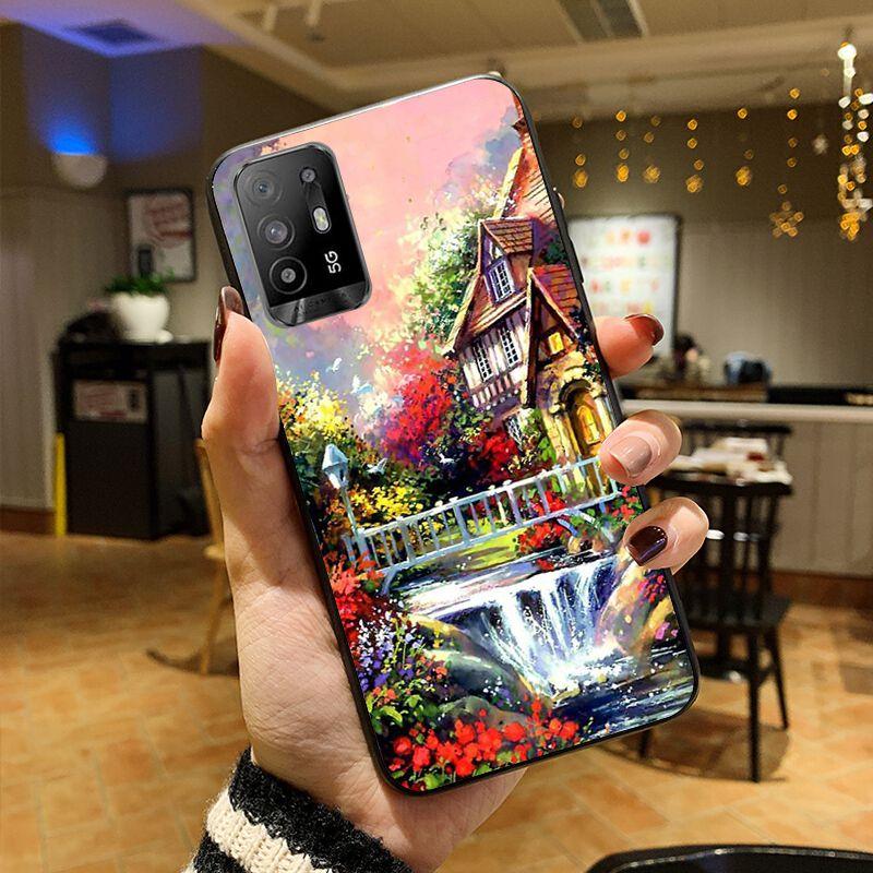 

Цветочная лодка Картина маслом чехол для телефона для OPPO A74 A94 5G A3S A5S A9 A12 A15 A15S A52 A53S A72 A73 2020 A91 5G Чехлы coque OPPO A94 5G
