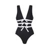 1011 European and American New Fast-selling Black and White V-neck Bow Hollow One-piece Swimsuit Female Thin 11191