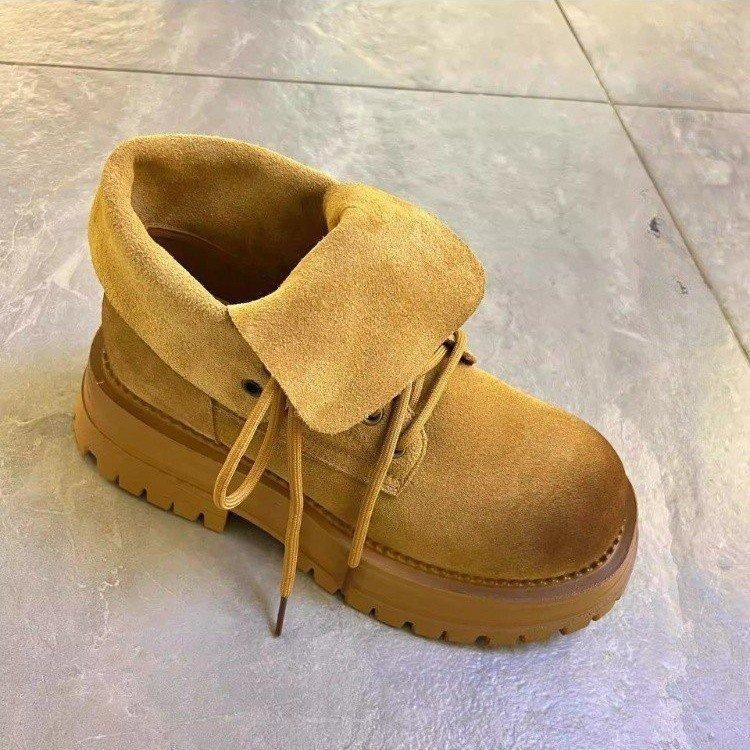 Martin Boots Women's 2025 New Summer Breathable Leather Two Wear Rhubarb Boots British Style Versatile Flip Platform Short Boots