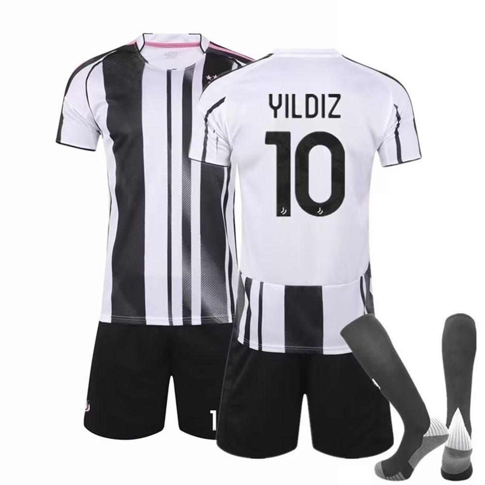 Bambini Ragazzi Adulti Nome Personalizzato Kit Calcio 25/26 Juventus Casa #10 YILDIZ Set Maglia Allenamento Sportiva con Calzini 22